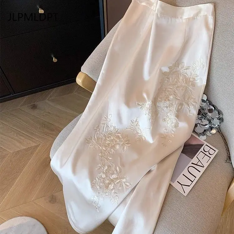 

embroidery new Chinese satin skirt women's 2025 summer new high-end thin national style skirt