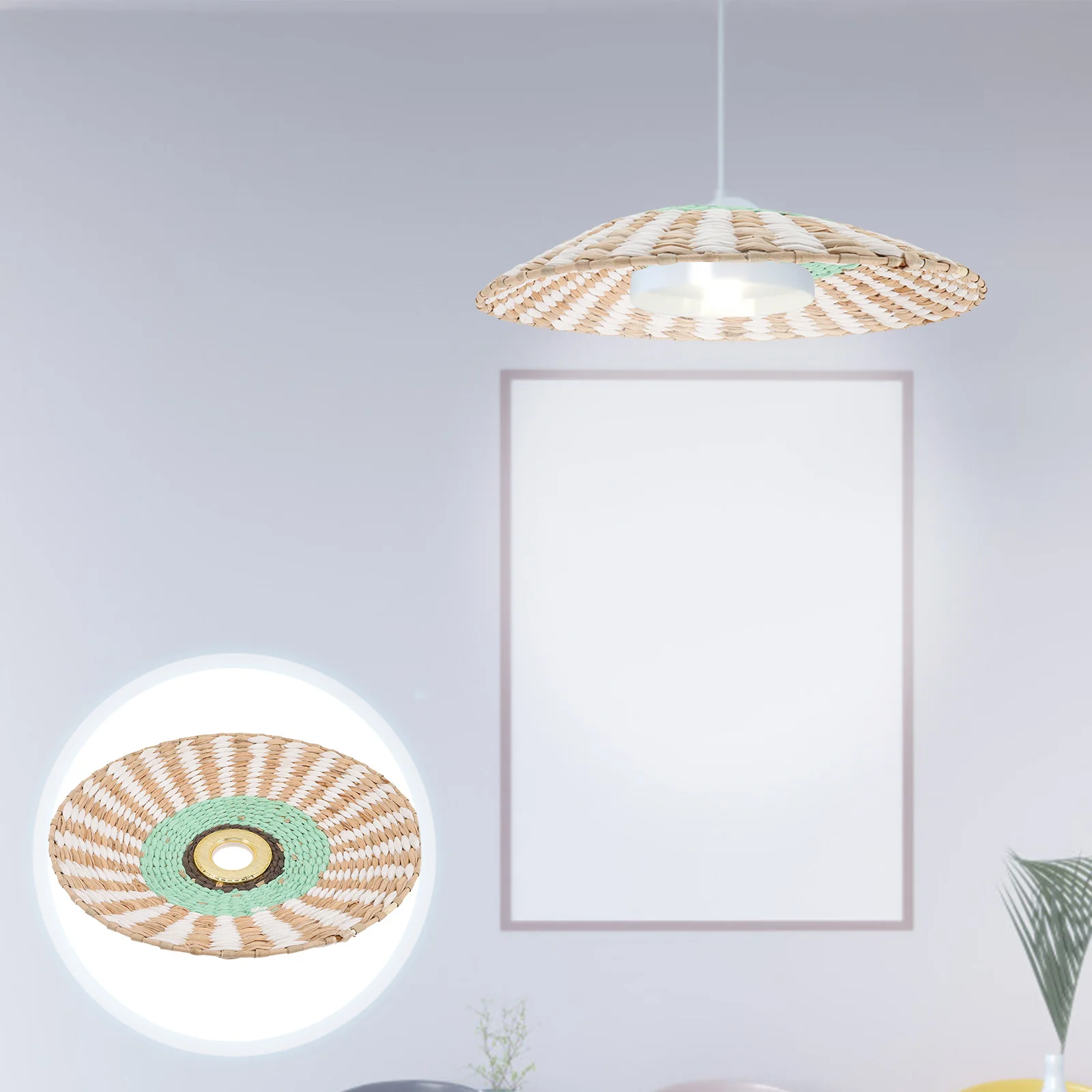 

Paper Woven Lamp Shade E27 Base Drum Ceiling Light Cover For Chandelier Vintage Style Replacement Small Lampshade Weaving