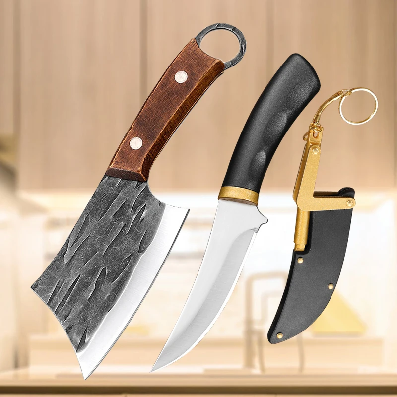 Kitchen Chef Boning Knife Handmade Stainless Steel Fishing Knife Sharp Meat Cleaver Butcher Knife Slicing Slaughter Knives Tool