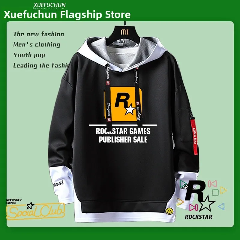 

Мужская толстовка Rostar Games GTA 5: повседневная молодежная верхняя одежда с тематикой видеоигр из смесового полиэстера со спандексом