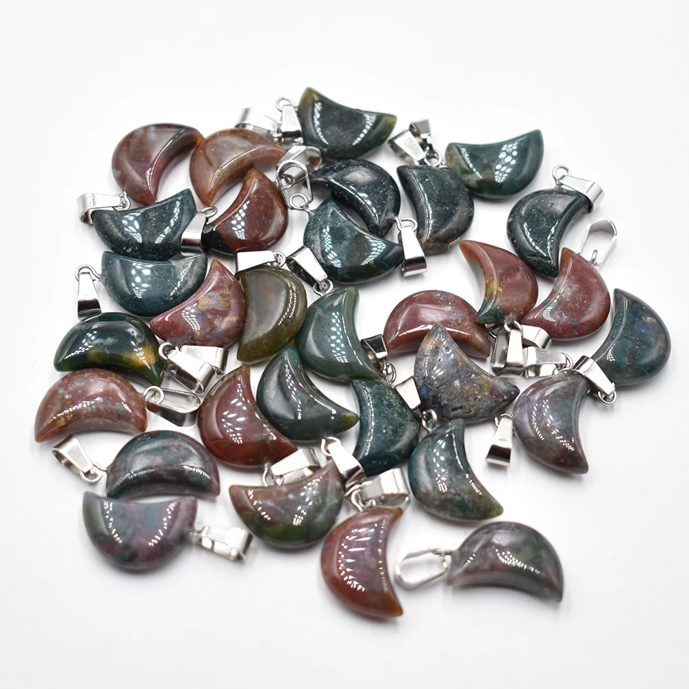 

Fashion natural stone india agate crescent moon shape charms pendants for DIY jewelry making Wholesale 24 50pcs/lot free