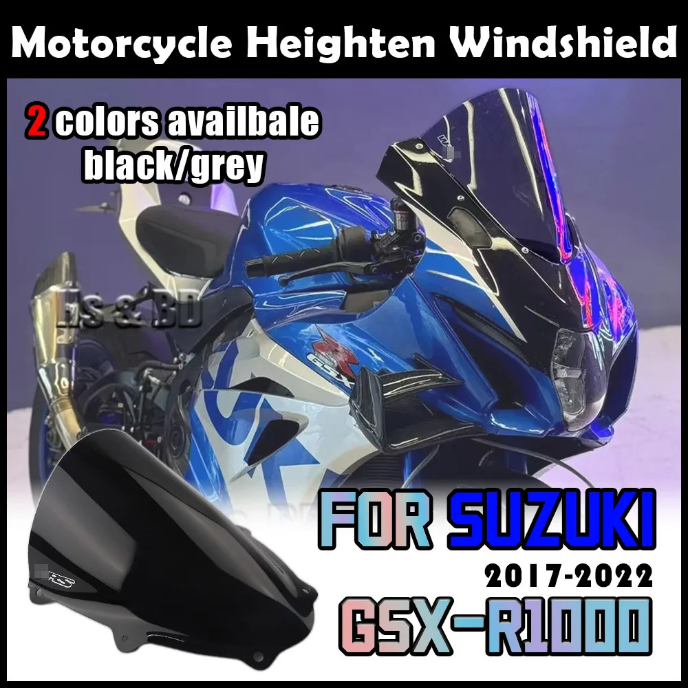 

Motorcycle Windshield For SUZUKI GSX-R1000 2017-2022 Heighten Windscreen Enlarge Wind Spoiler Cover Fairing Windshield WR Racing