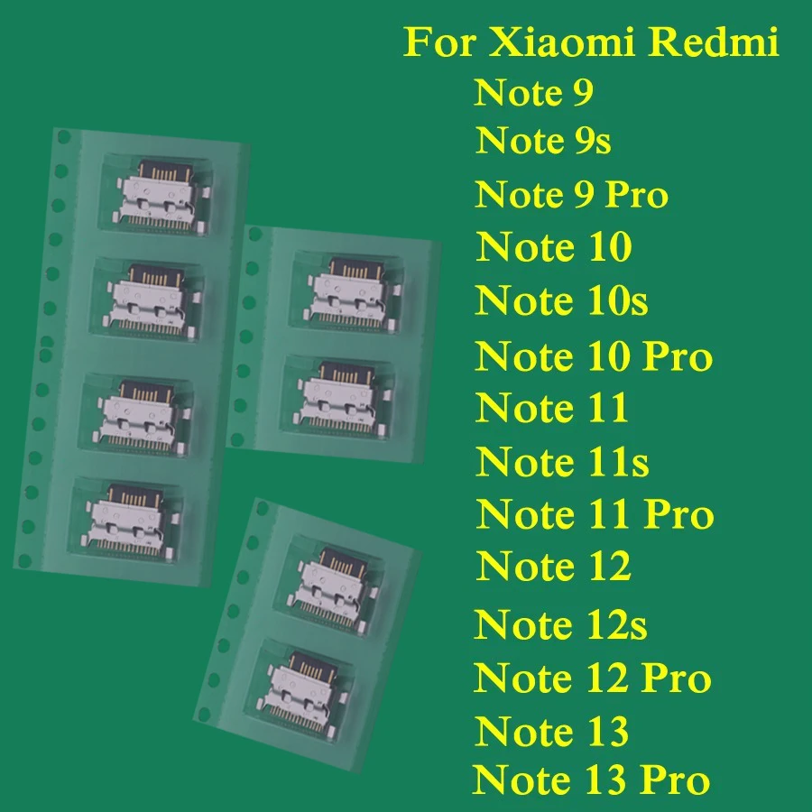 10 قطعة ل Xiaomi Redmi ملاحظة 12s 13 برو زائد 4G 5G 9 9s 10 10s 11 11s 12 USB جاك شحن المقبس شاحن ميناء موصل هيكلي