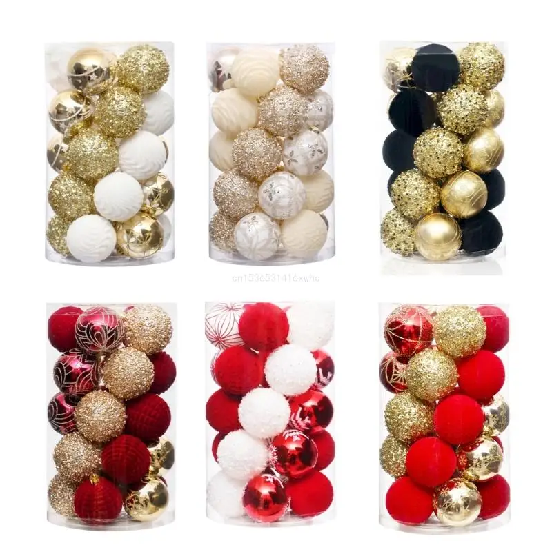 

Dropship 25Pcs Elegant Christmas Baubles Set Durable Hangings Sphere Holiday Decoration