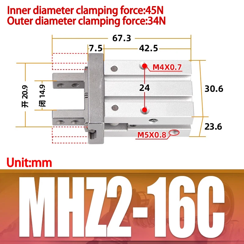 AIRSLG MHZ2 10D 16D 20D 25D 32D 40D MHZ2 10S MHZ2 10C Paralleler Luftgreifer AFR Marke Pneumatikzylinder Doppel- oder einfachwirkender Greifer 10