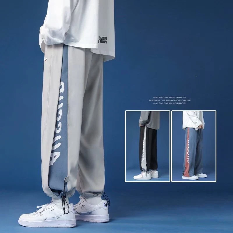 

Мужские спортивные штаны с принтом в стиле хип-хоп, осень 2023, повседневные прямые брюки-весемнадцать, молодежная модная уличная одежда