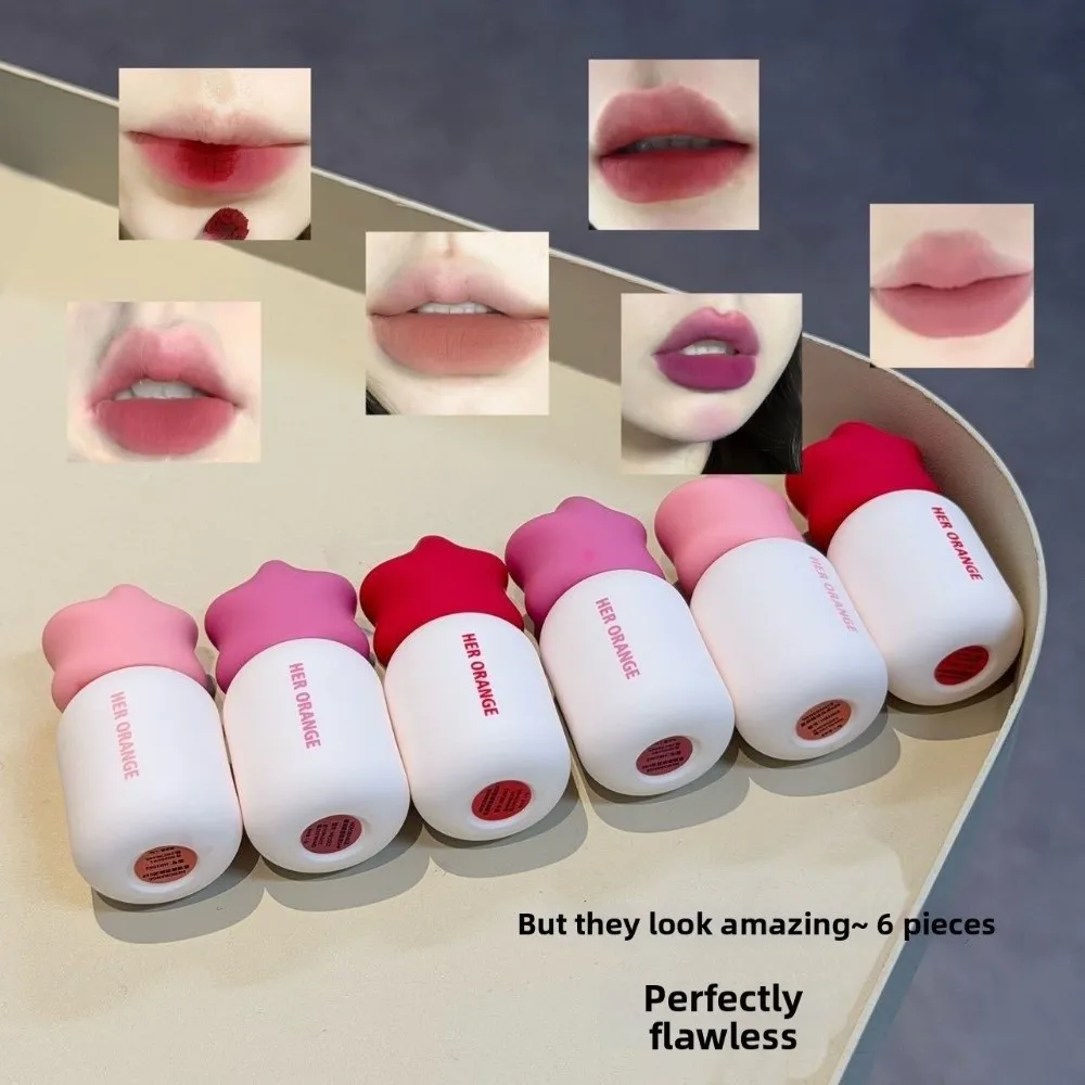 Cute Velvet Finish Matte Lip Mousse High Pigment Star Lid Matte Lipstick Lip Makeup Long Wear Matte Lip Glaze Women Cosmetic