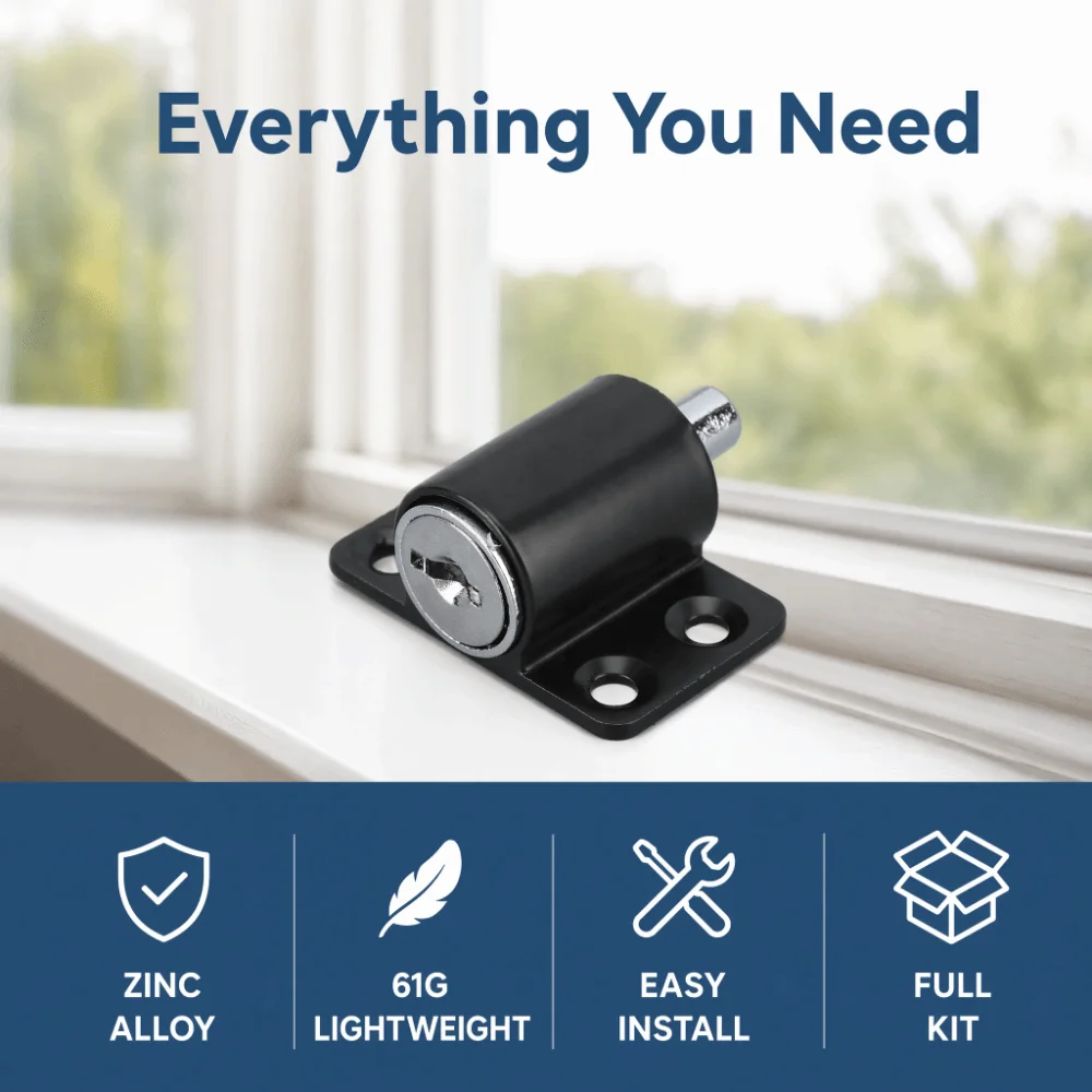 Safety Zinc Alloy Door Lock With keys Black Window Safety Lock Door Window Lock Garage