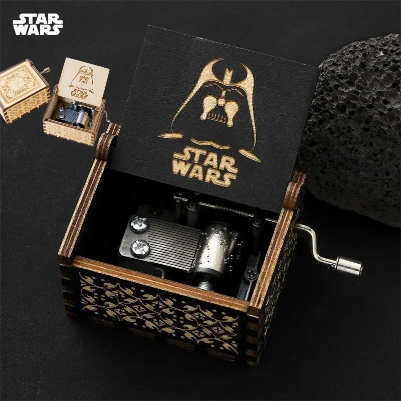 Stars Wars Anime Theme Wooden Hand-cranked Octave Creative Music Box Couple Wedding Friend Birthday Xmas Decora Gifts