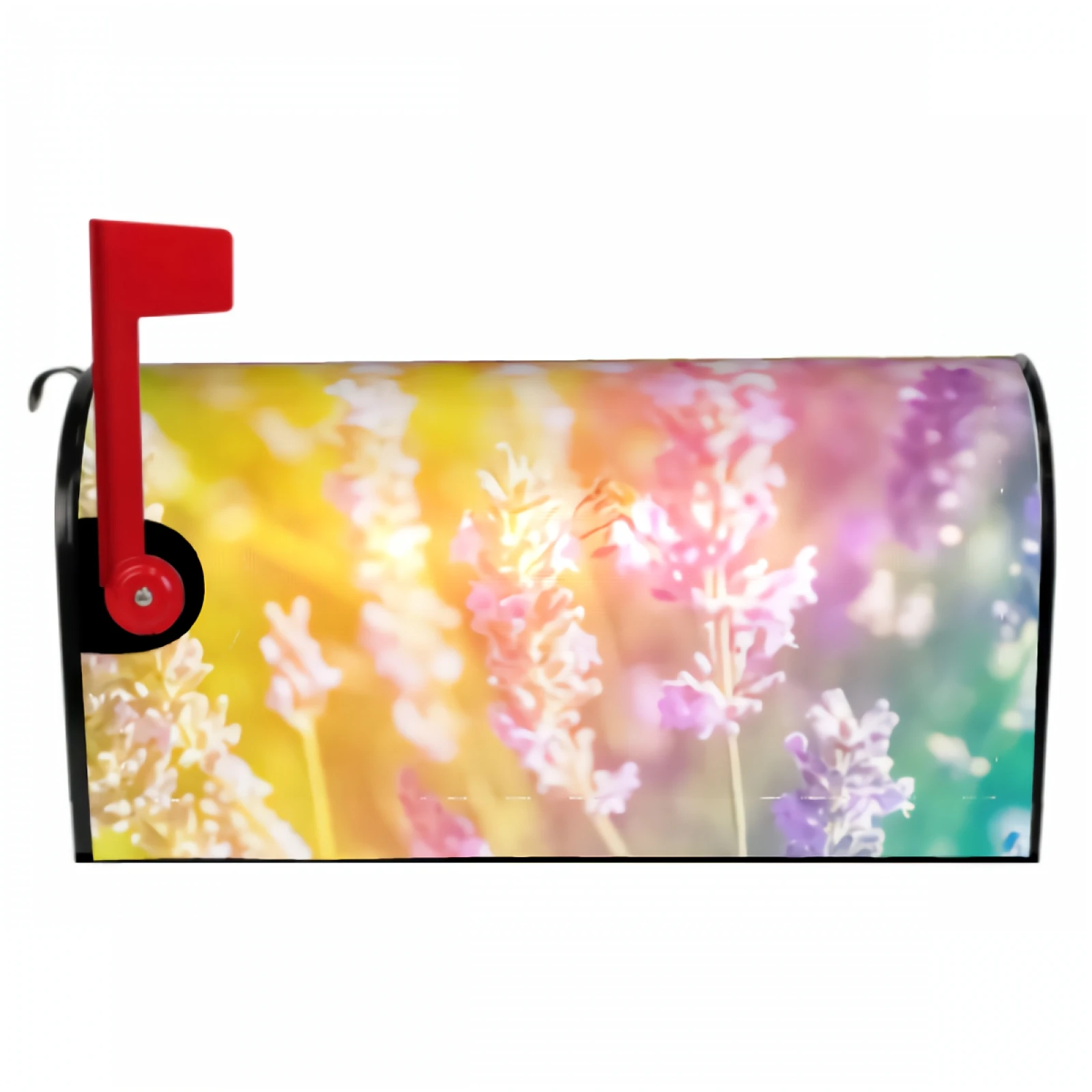 

Floral Rainbow Toned Magnetic Mailbox Cover Blooming Lavender Mailbox Cover Waterproof Mailbox Wraps Post Letter Box Decor