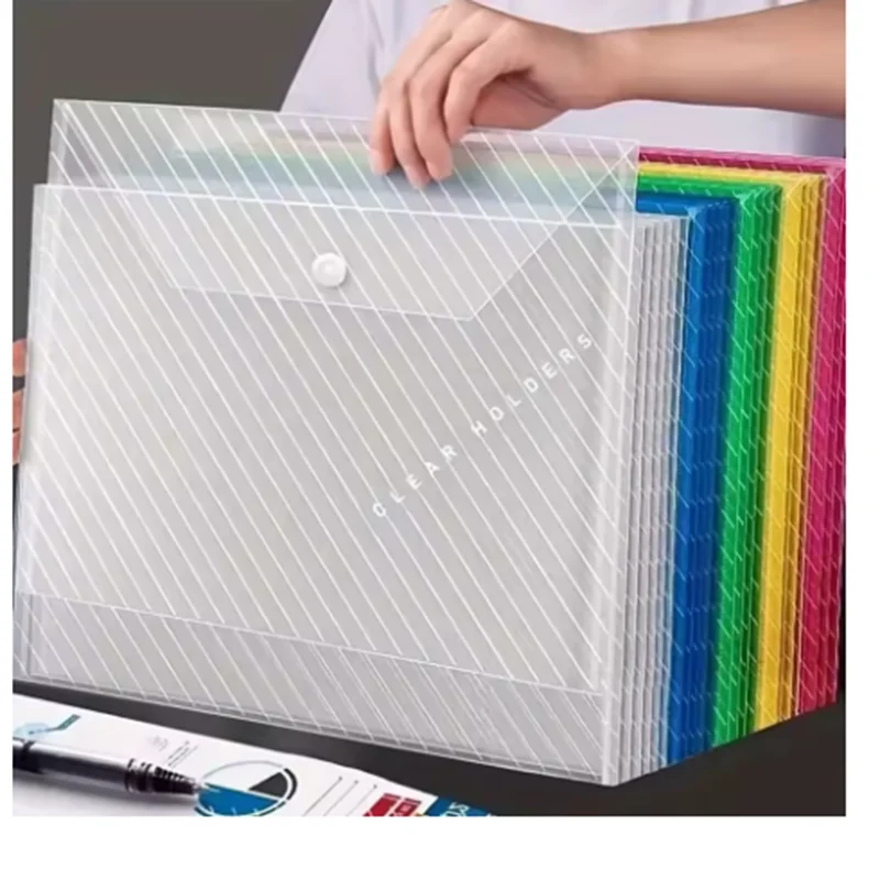 10/20 قطعة A4 حقيبة ملفات ملونة سميكة البلاستيك سعة كبيرة مقاوم للماء حقيبة التخزين المفاجئة ل أرشيف أوراق الاختبار والكتب