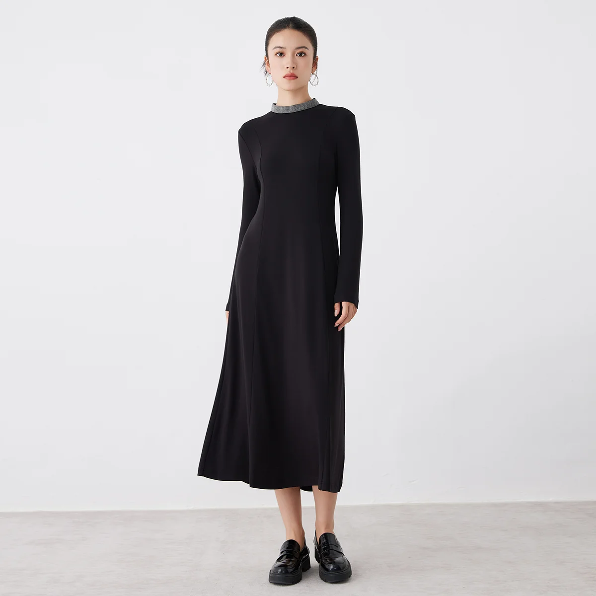 

K2601W High quality women's clothing luxury brand autumn winter long modal wool dress