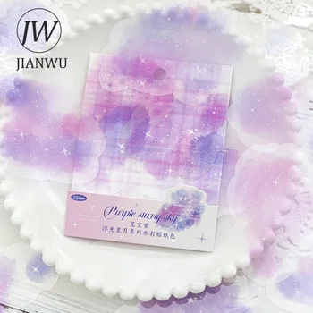 סדרת כוכבים וירח צבעוניים של JIANWU חומר קולאז' PET מדבקה יצירתית ליומן DIY ציוד כתיבה