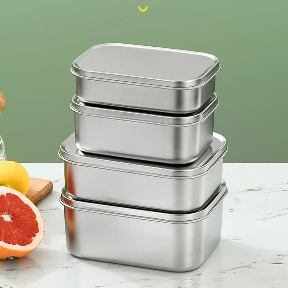 Durable Stainless Steel Crisper Reusable Lunch Box Easy to Clean Sealed Fresh-prepared Vegetable Lunch Box Store Food