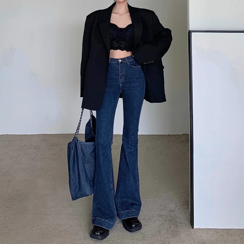 High Waist Bell Bottom Jeans Women's Autumn Winter American INS Trendy All Matched Tightened Hip Lifting Slimming Long Pants