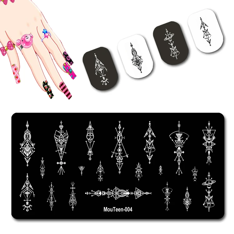 Slim Girl Nail Stencil Cartoon Character Beautiful Young Girl Nail Stamping Plates Moon Girl Plate For Nails #005