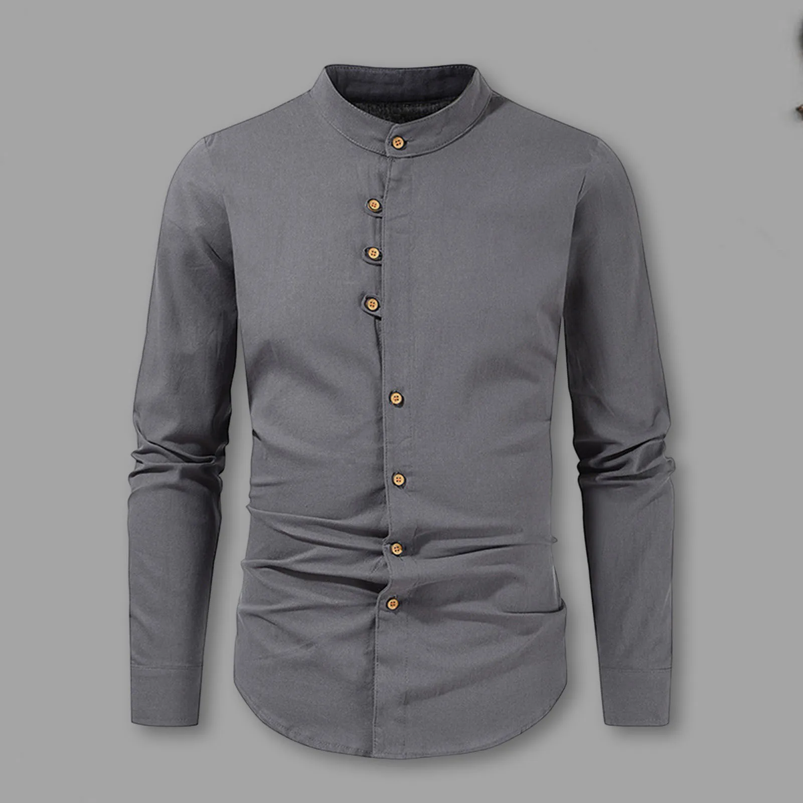 Men's Linen Shirt Thin Long Sleeved Casual Loose Cotton Linen Shirt Top White Men's Clothing