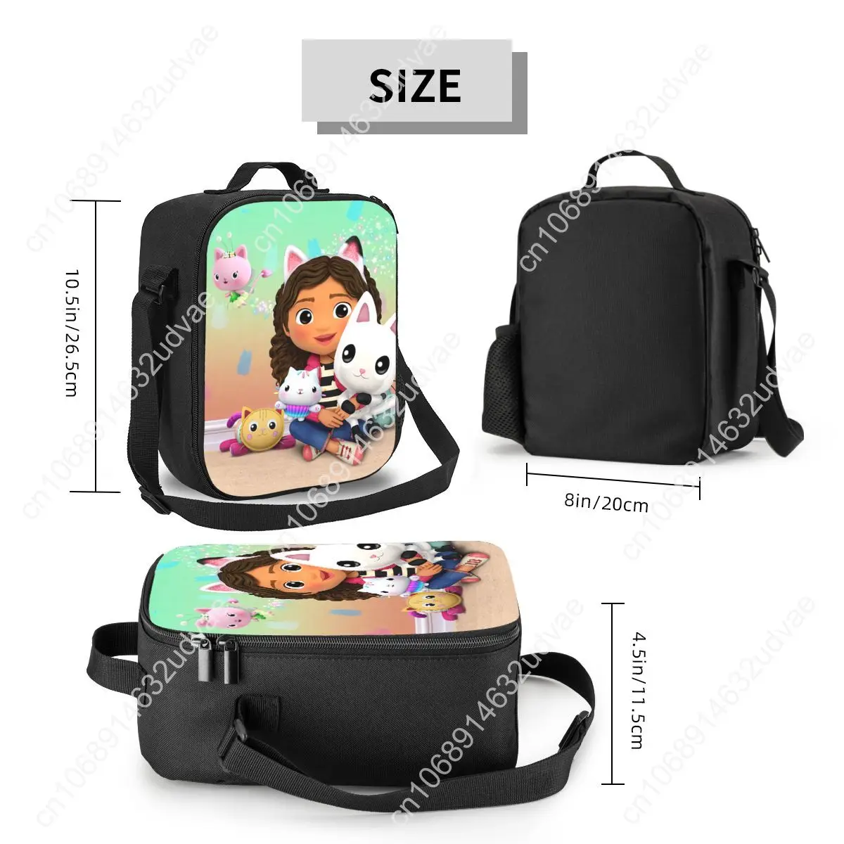 Gabbys Dollhouse Insulated Lunch Bags for School Office Gabby Cat Pandy Paws Portable Cooler Thermal Bento Box Women Kids