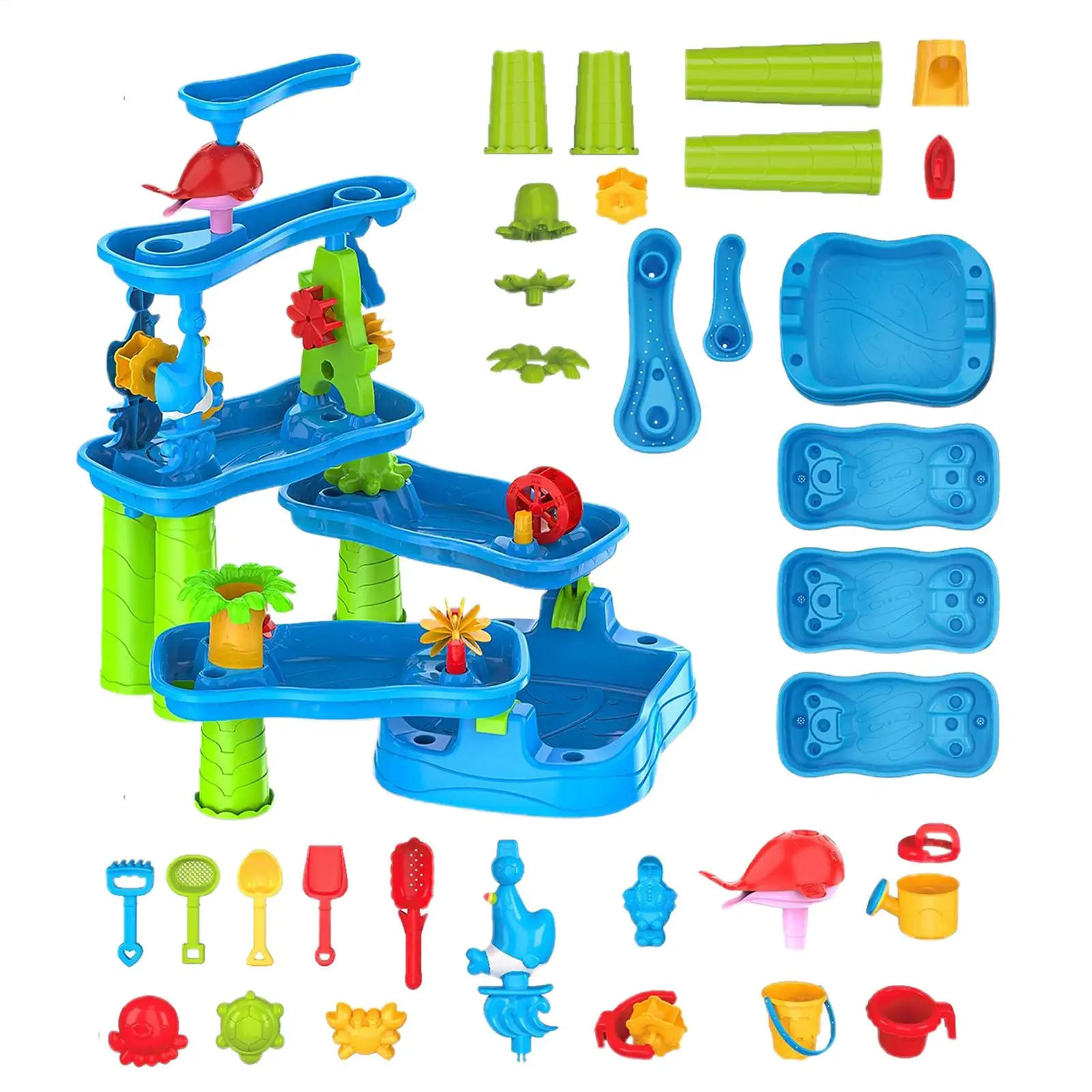 

Kids Water Tables For Outside 6-Tier Water Activity Sensory Table Rotatable Activity Pool Beach Toys For Patio Backyard Outdoor