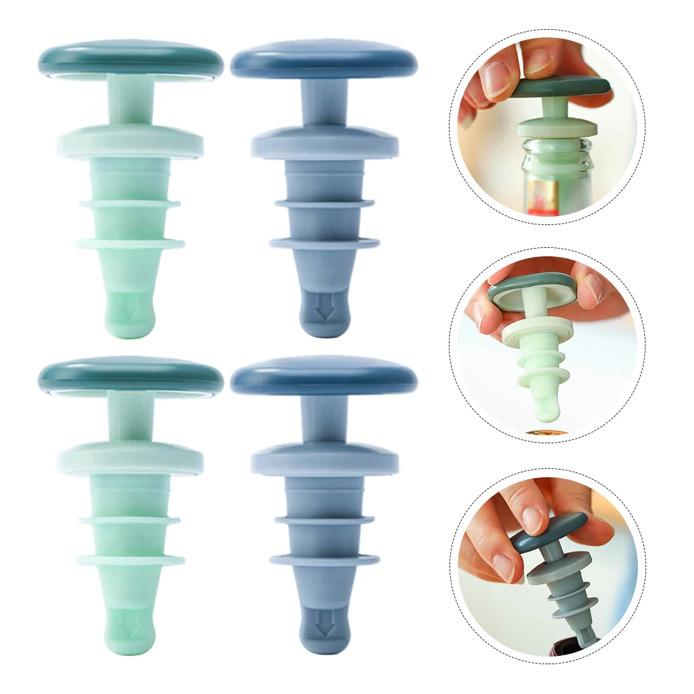 

4 Pcs Sealed Silicone Bottle Plug Red Wine Stoppers Plugs Sealing Supplies Decorative for Party Accessories