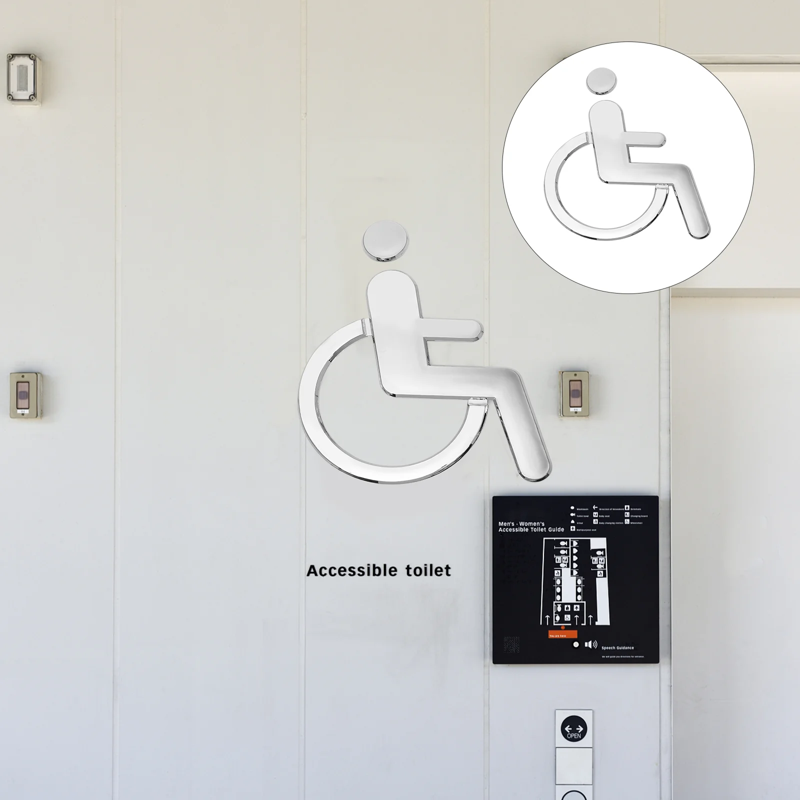 

Wheelchair Disabled Toilet ABS Restroom Sign High Grade Material Simple Design Easy Installation Service Life Lightweight