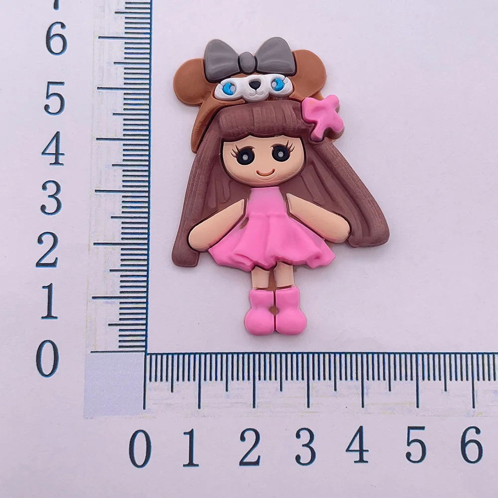 5pcs Cartoon Princess PVC Flatback Embellishment Large Girl Rubber Scrapbook DIY Hair Accessories Decoration Cabochon Crafts