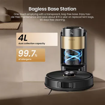 Proscenic Q20 Plus 10000Pa Robot Vacuum Cleaner Mop Washer, Self-Emptying, 200Min Runtime , For Carpet & Pet，Nav Lidar Mapping