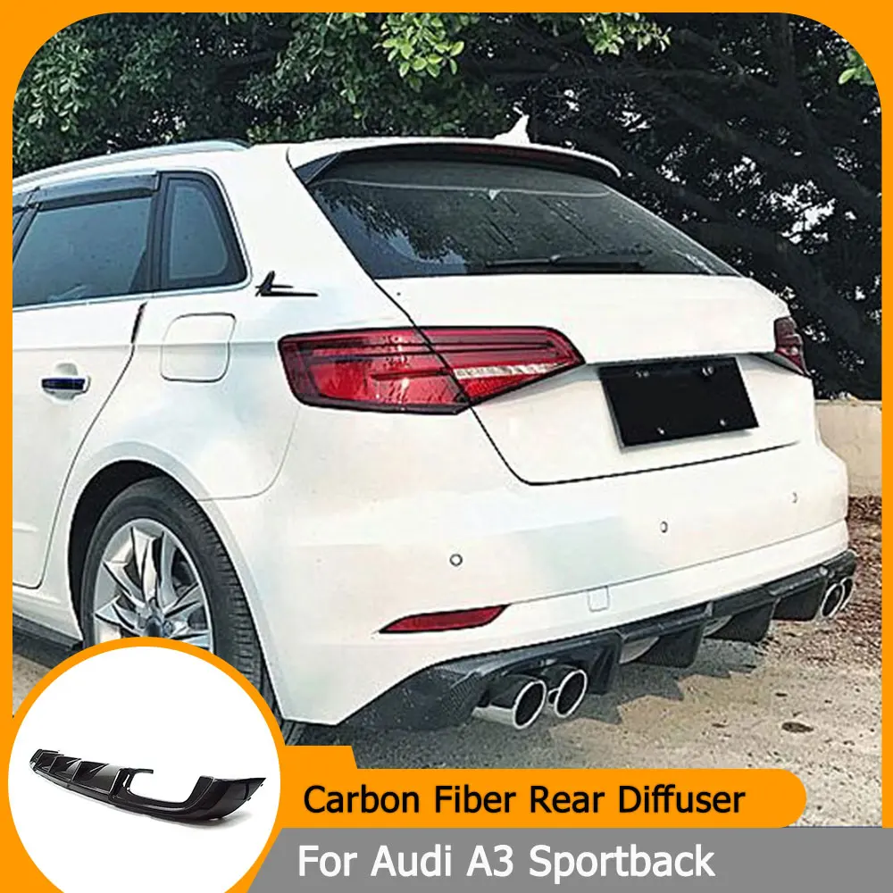 

Carbon Fiber/FRP Rear Bumper Diffuser Lip Spoiler for Audi A3 Sportback 2017-2018 Rear Diffuser Guard Lower Protector Body Kit