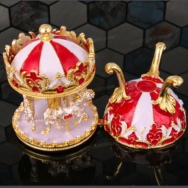 صناديق مجوهرات دوارة كرتونية صندوق حلية مجوهرات معدني لذكرى السنوية هدية عيد ميلاد ديكور المنزل