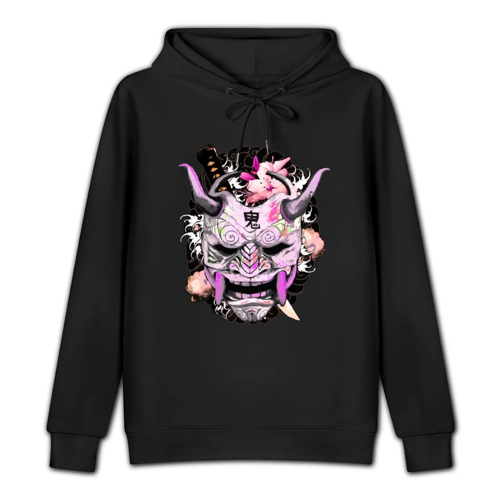 Irezumi Oni Katana Pink Pullover Hoodie korean clothes anime hoodie