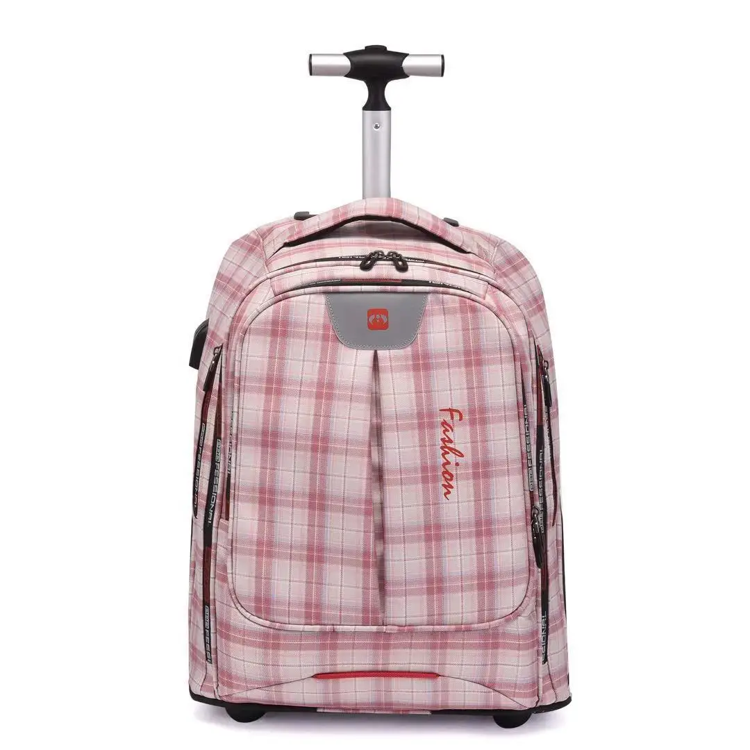 Trolley Luggage Bag On Wheels Laptop Backpack Women's Weekend Travel Bag USB Charge Lightweight Handbag Sling Bag Free Shipping