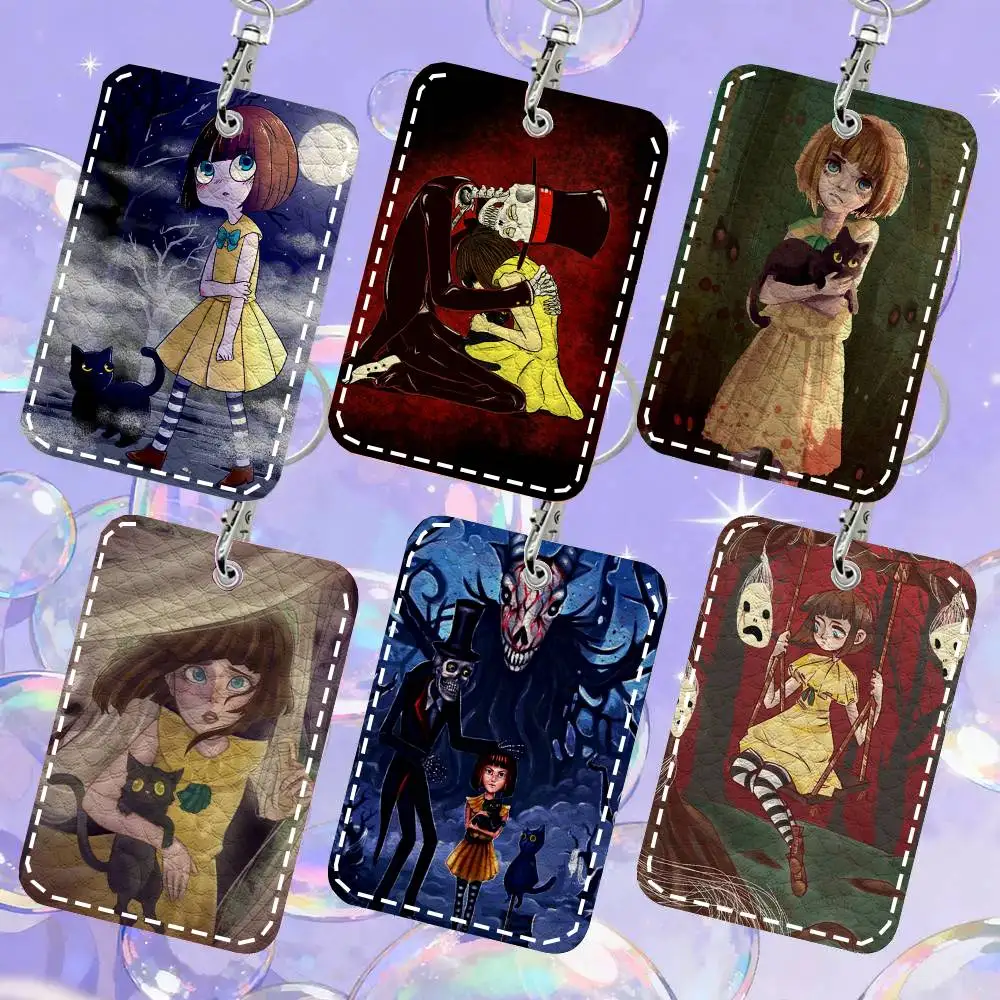 Fran B-Bow Horror Game Card Case Keychain Access Card Bag Key Tag Ring Leather Card Holder Key Ring Access