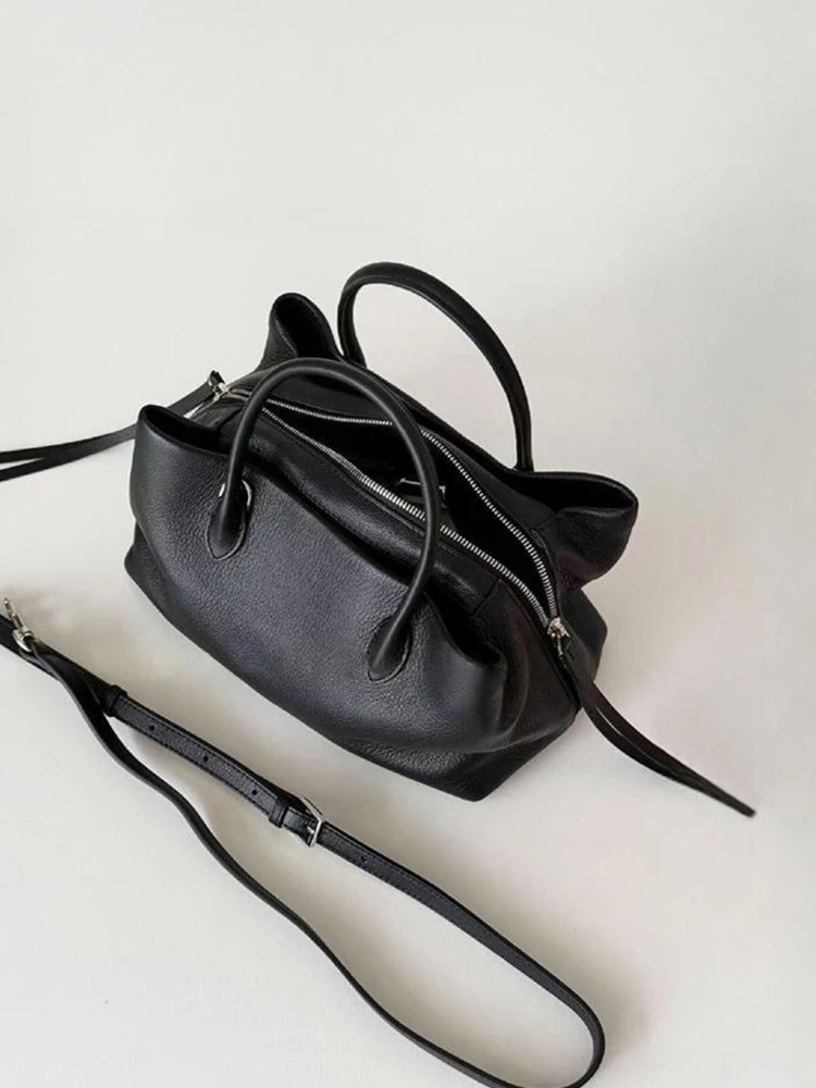 

Bla Leather Tote Bag Women's 2026 New Luxury Small Luxury High-End Handbag Crossbody Bowling Bag Casual Simple Sle