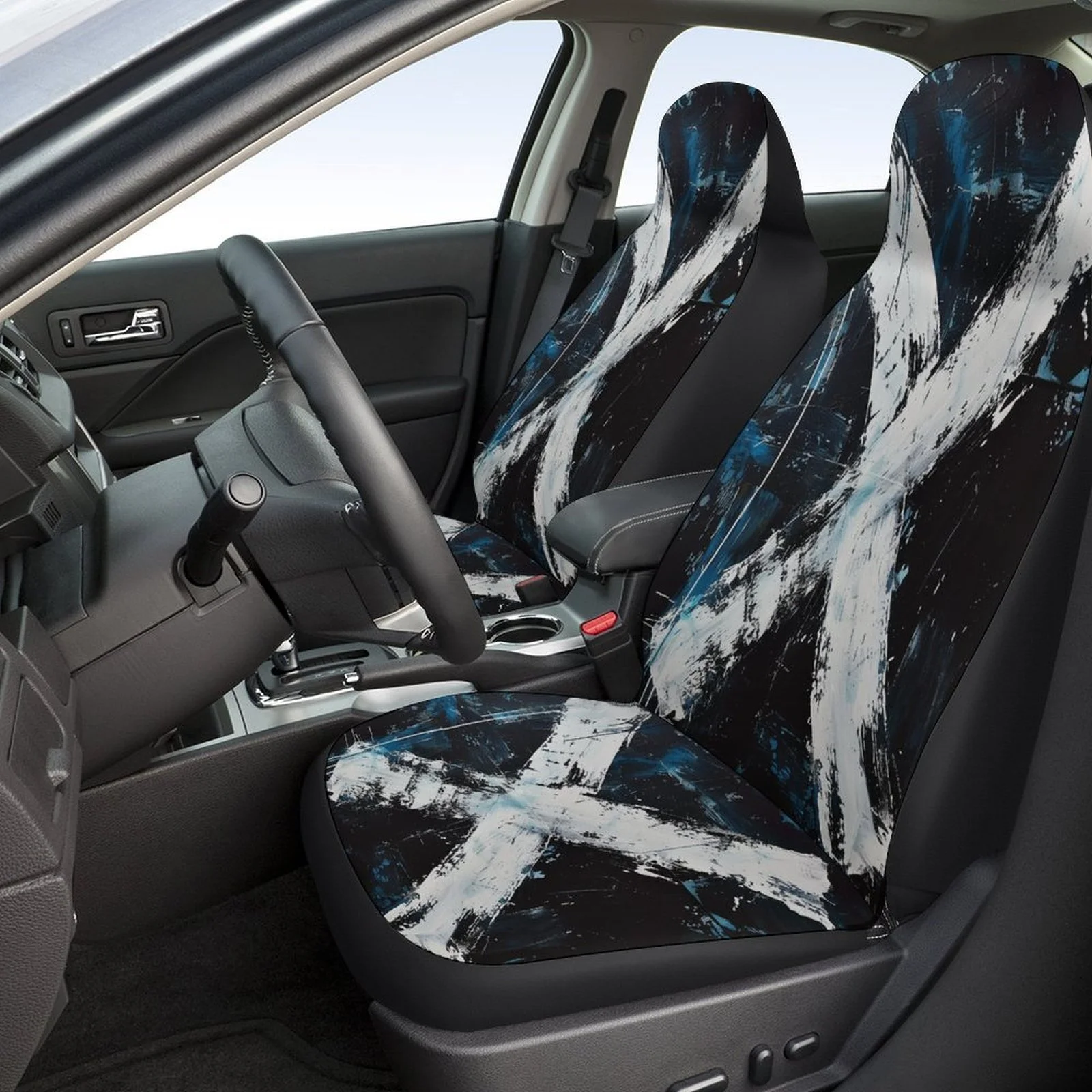 Abstract Scotland Flag Designed Car Seat Covers Set For Most Cars, Trendy Breathable Decorative Car Seat Protector Covers Full S