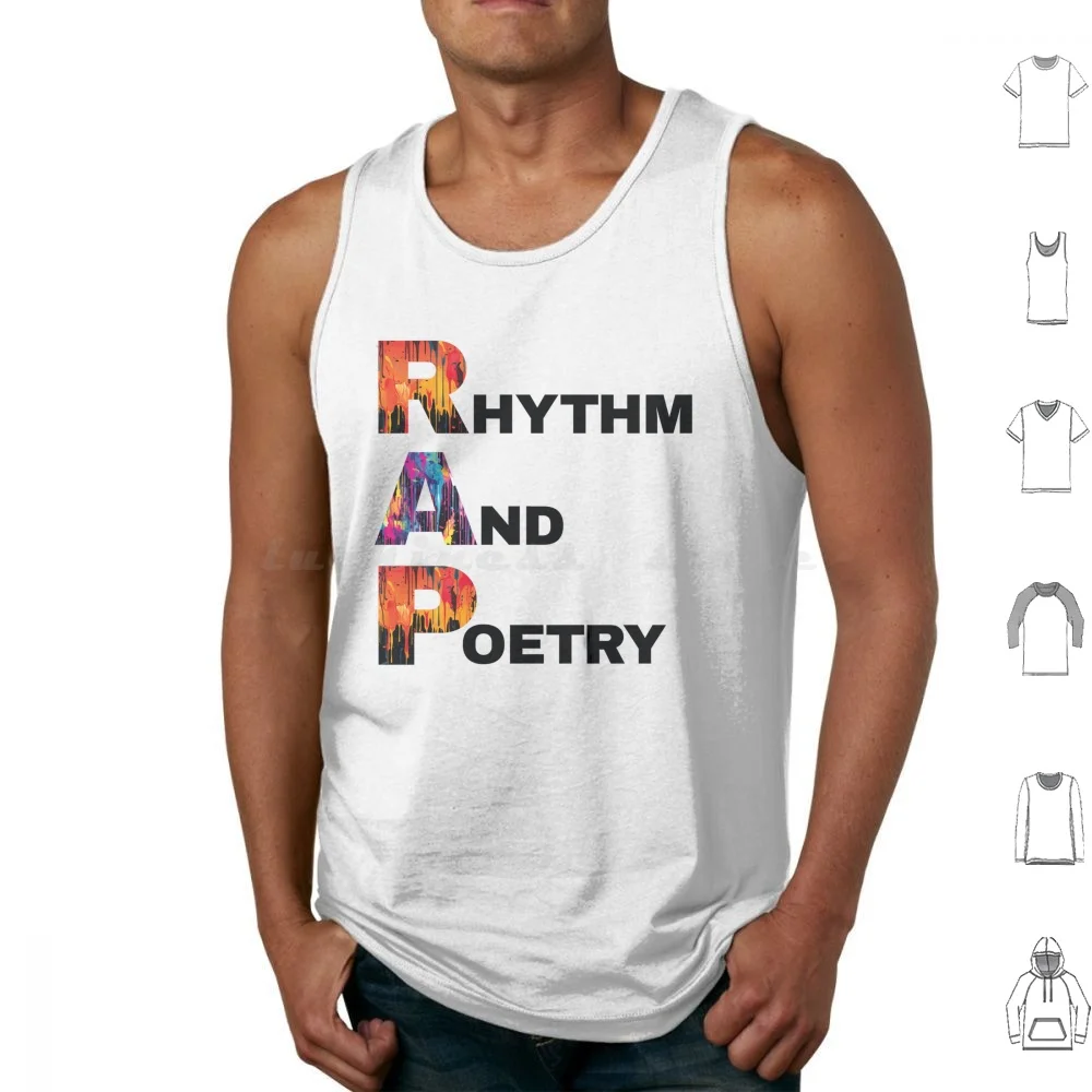 Rhythm And Poetry Vs2 Tank Tops Print Cotton Rap Hip Hop Music Urban Culture Lyrical Flow Street Art Graffiti Microphone