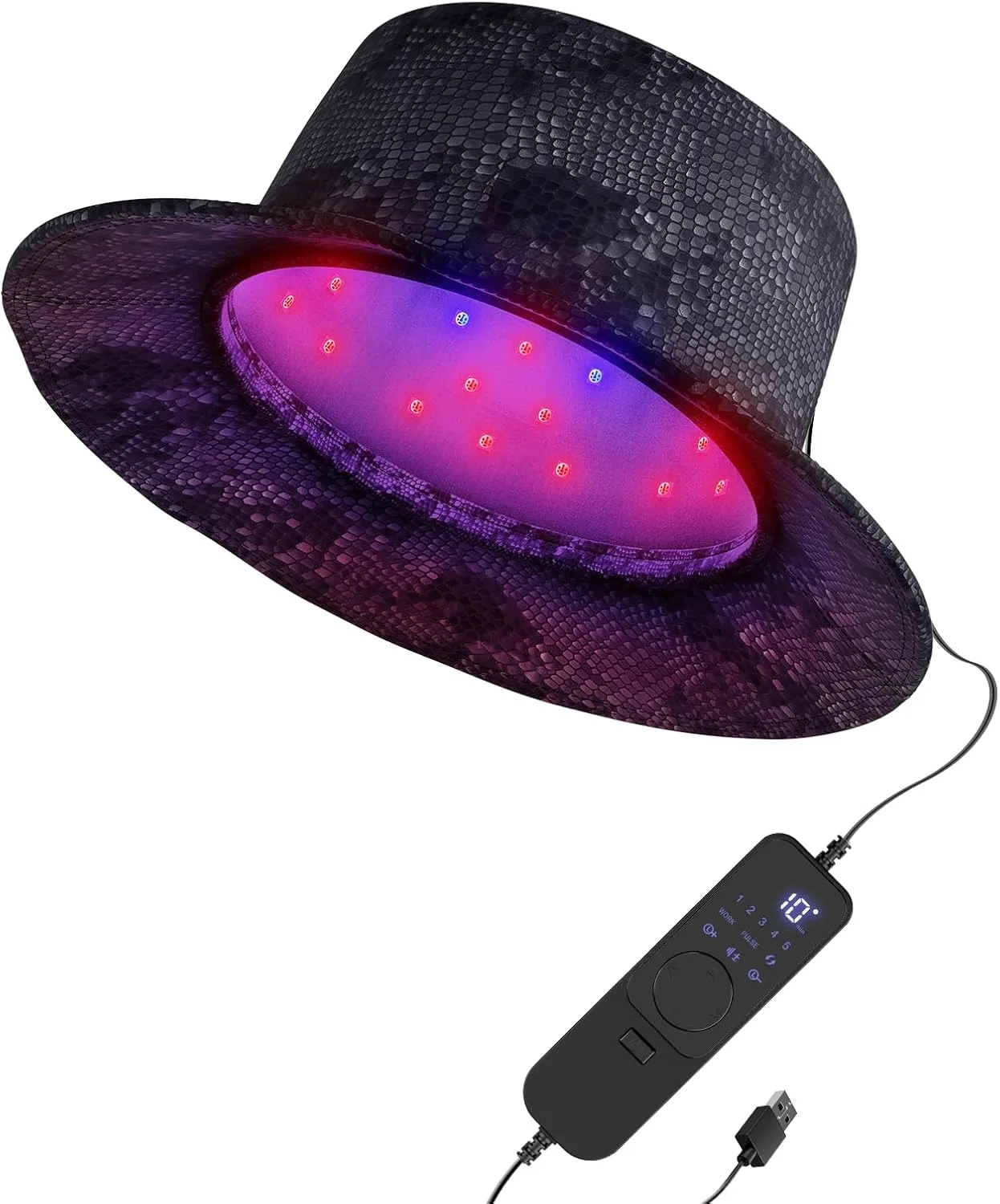 Hair Growth Laser Cap 120 LEDs 460nm 660nm 850nm 3 Modes Fisherman Hat for Hair Regrowth 5 Brightness Levels 5-30 Mins Auto