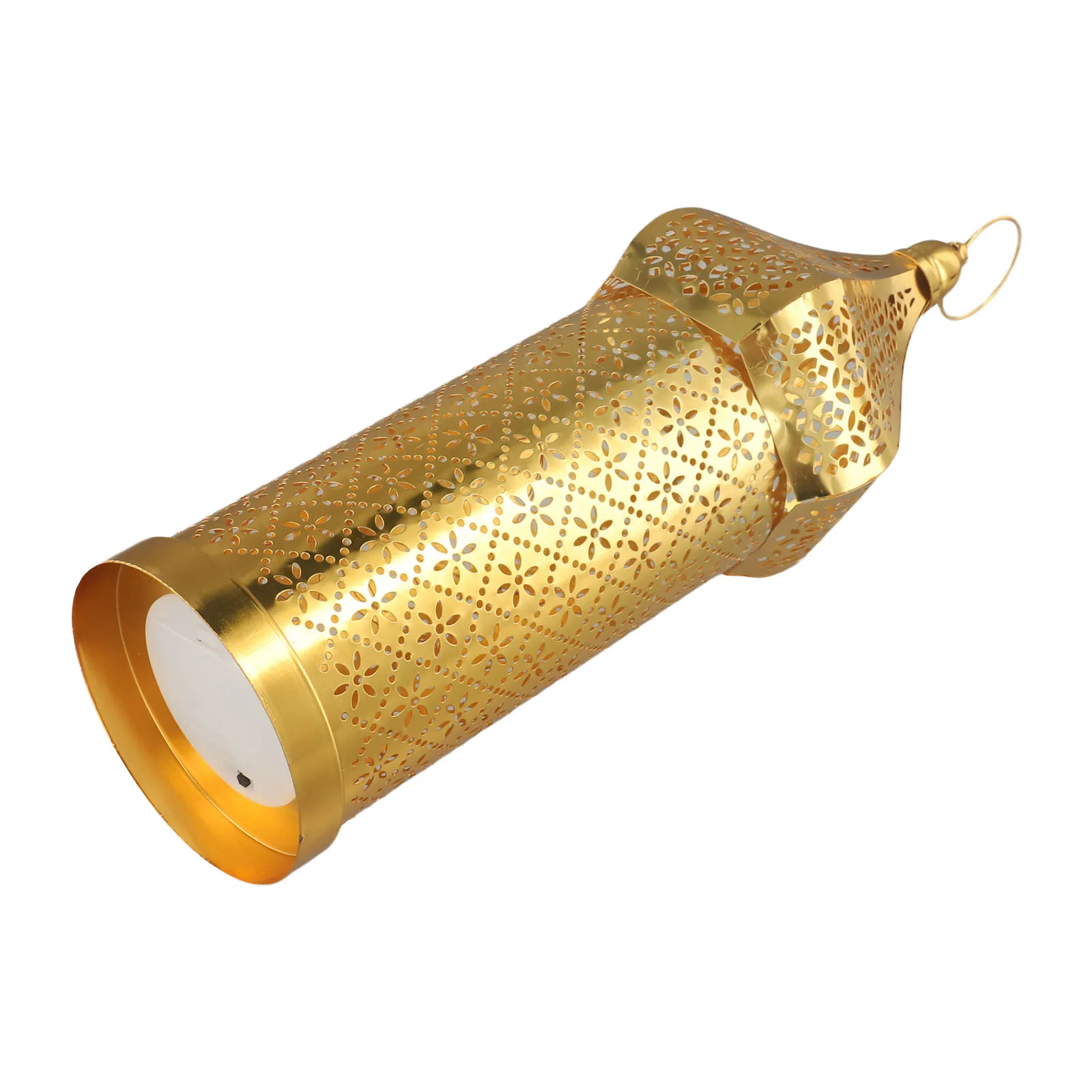 Moroccan style hollow iron lantern decorative ornament for Ramadan and home festival settings with battery light option