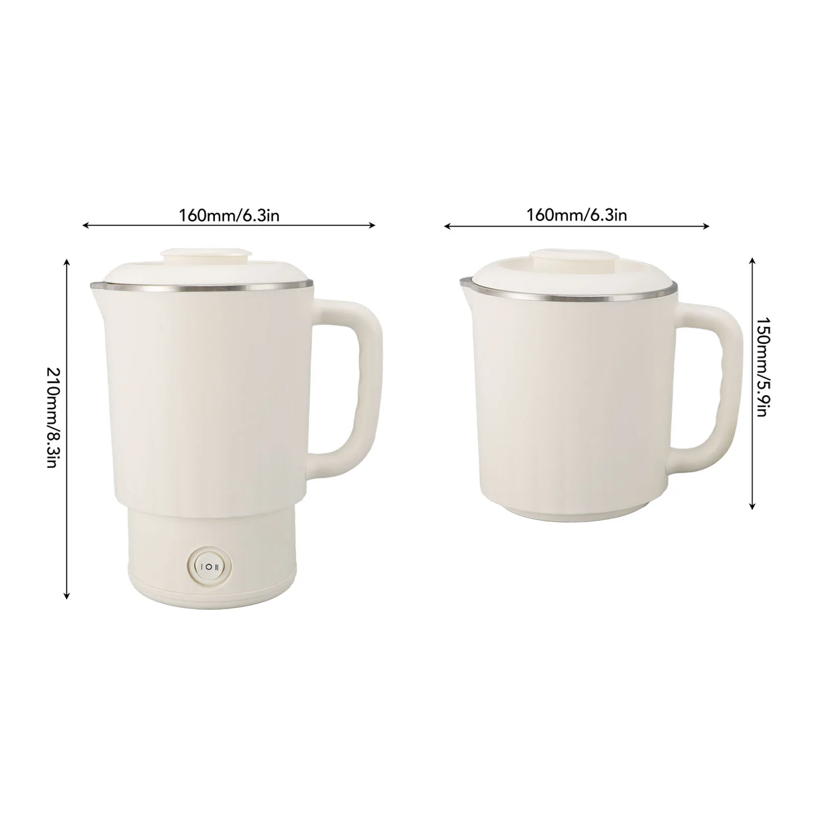 Дорожный электрический чайник 600 Вт 600 мл из нержавеющей стали 304, портативный бойлер для горячей воды, нагреватель для чая, кофе