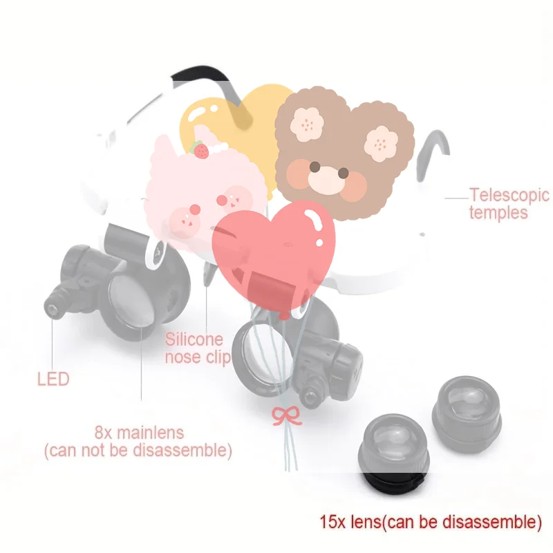 

Magnifying Glass 8X/15X/23X Jeweler Watchmaker With LED Light Telescopic Headband Magnifier Glasses Reading Loupes Eyewear