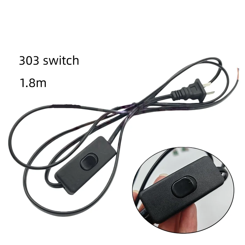 1pcs For Bedside Table Lamp Connector Switch with Wire and Plug 303 Switch Power Cord 1.8m Copper Core Two-Core Plug Cord 220V