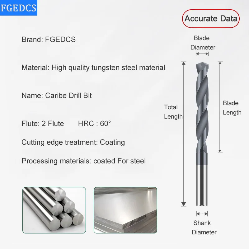 CNC Carbide Drill 80mm Long Length Tungsten Steel Twists Drill Bit For Stainless Steel Metal Aluminum Copper  hard 1PCS 3mm-8mm