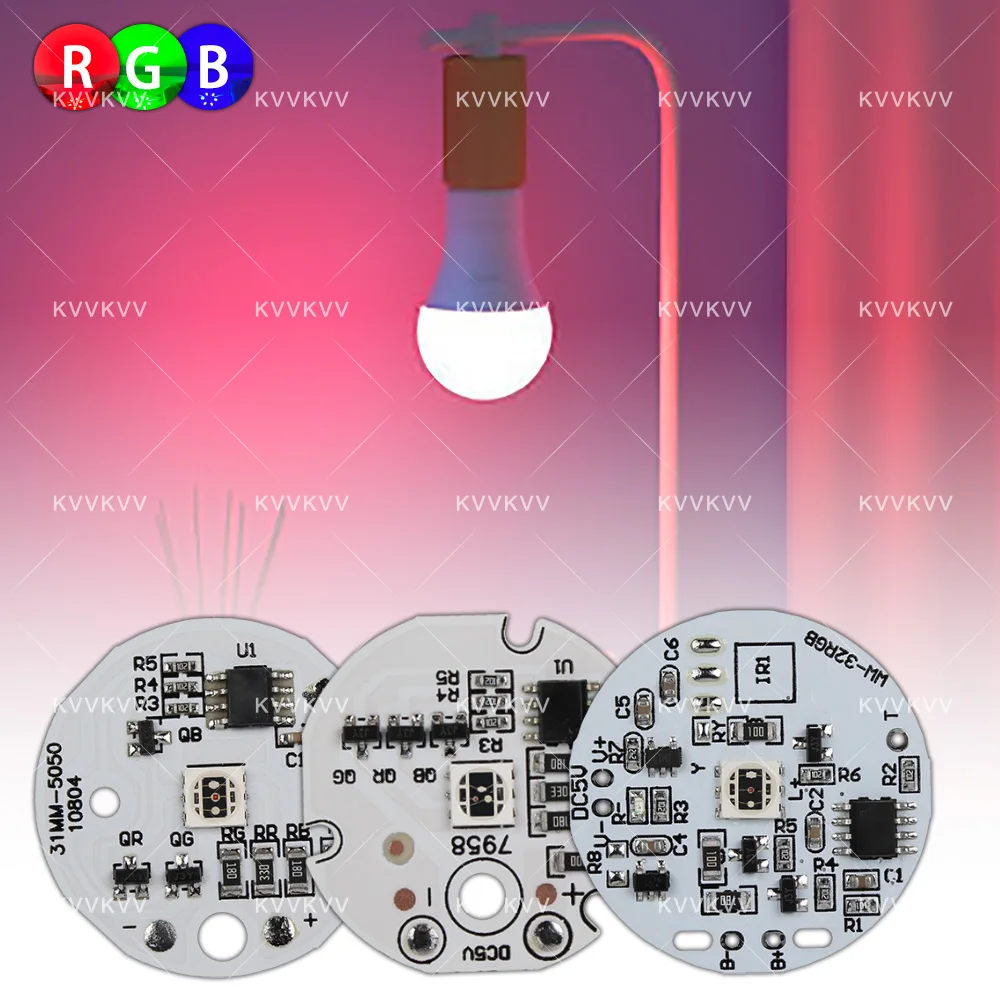 5V Low Voltage LED Lights Plate Color RGB Lamp Board 3W Colorful Gradient Source Round Board For DIY USB Ambient Night Light