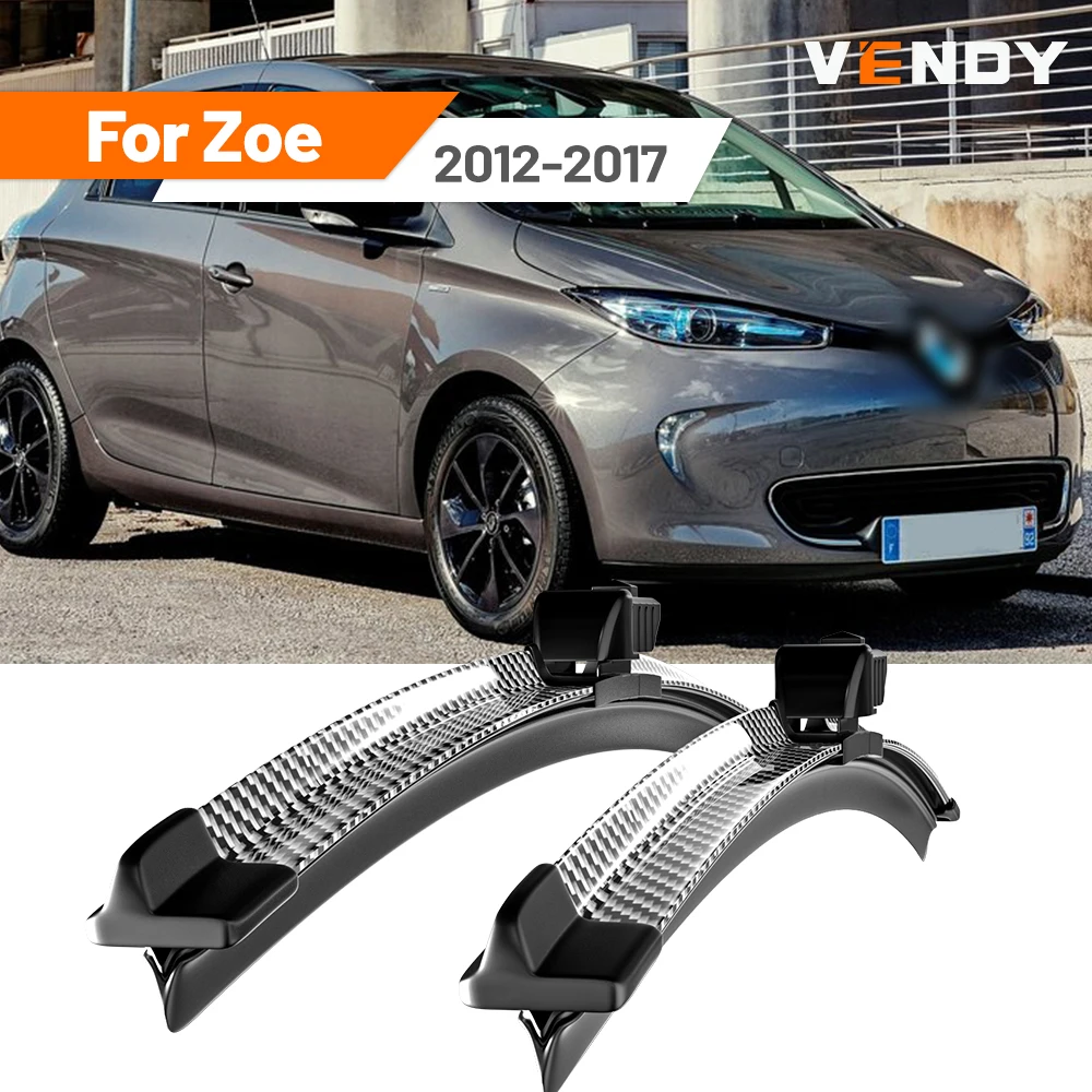

For Renault Zoe 2012-2017 2013 2014 2015 2016 2pcs Front Windshield Wiper Blades Windscreen Wipers Carbon Fibre & Black