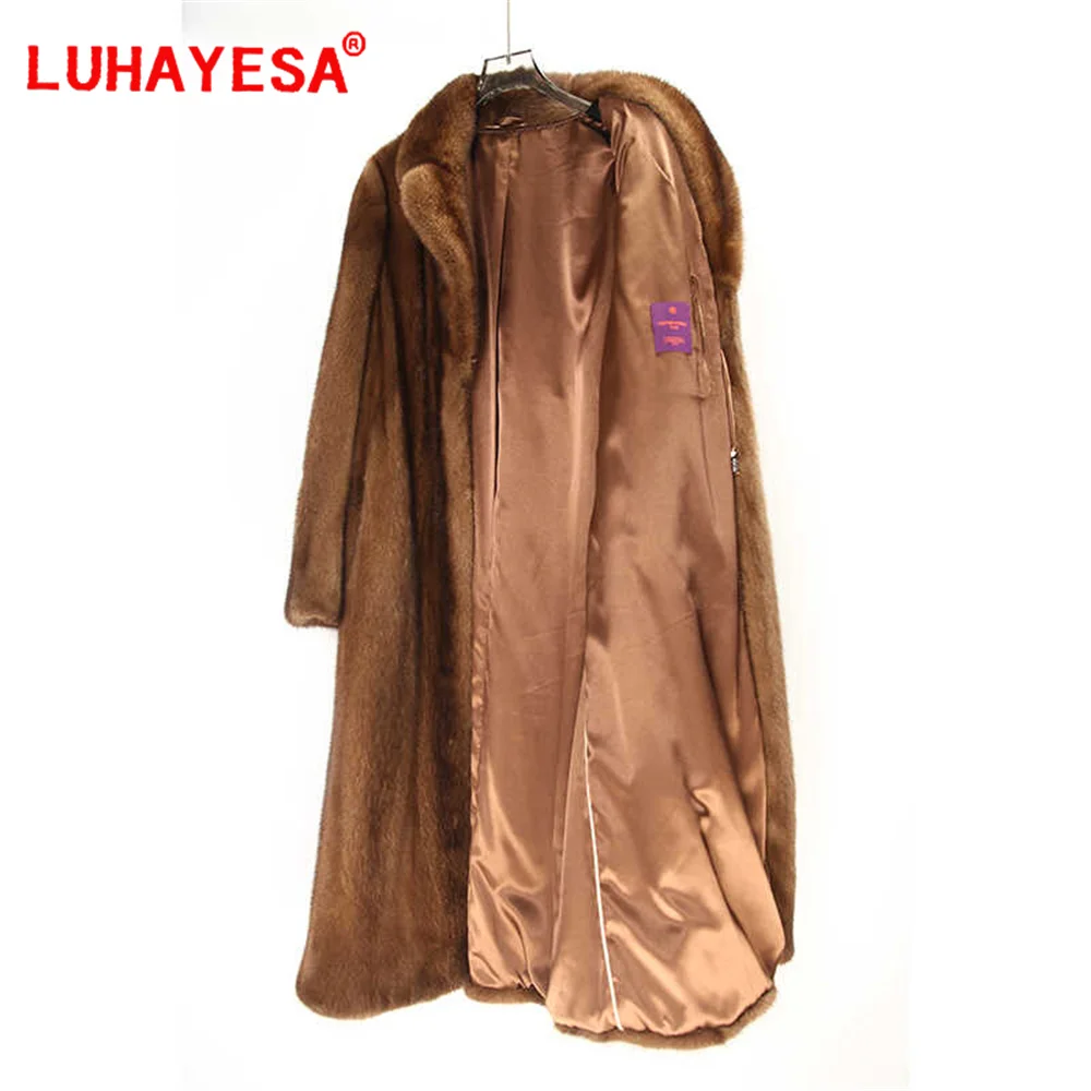 Luhayesa-Vêtements en fourrure de vison pleine peau pour femmes, Overvoat en fourrure de vison véritable, vêtements d'hiver extra longs, haut de luxe, nouveau, 2024