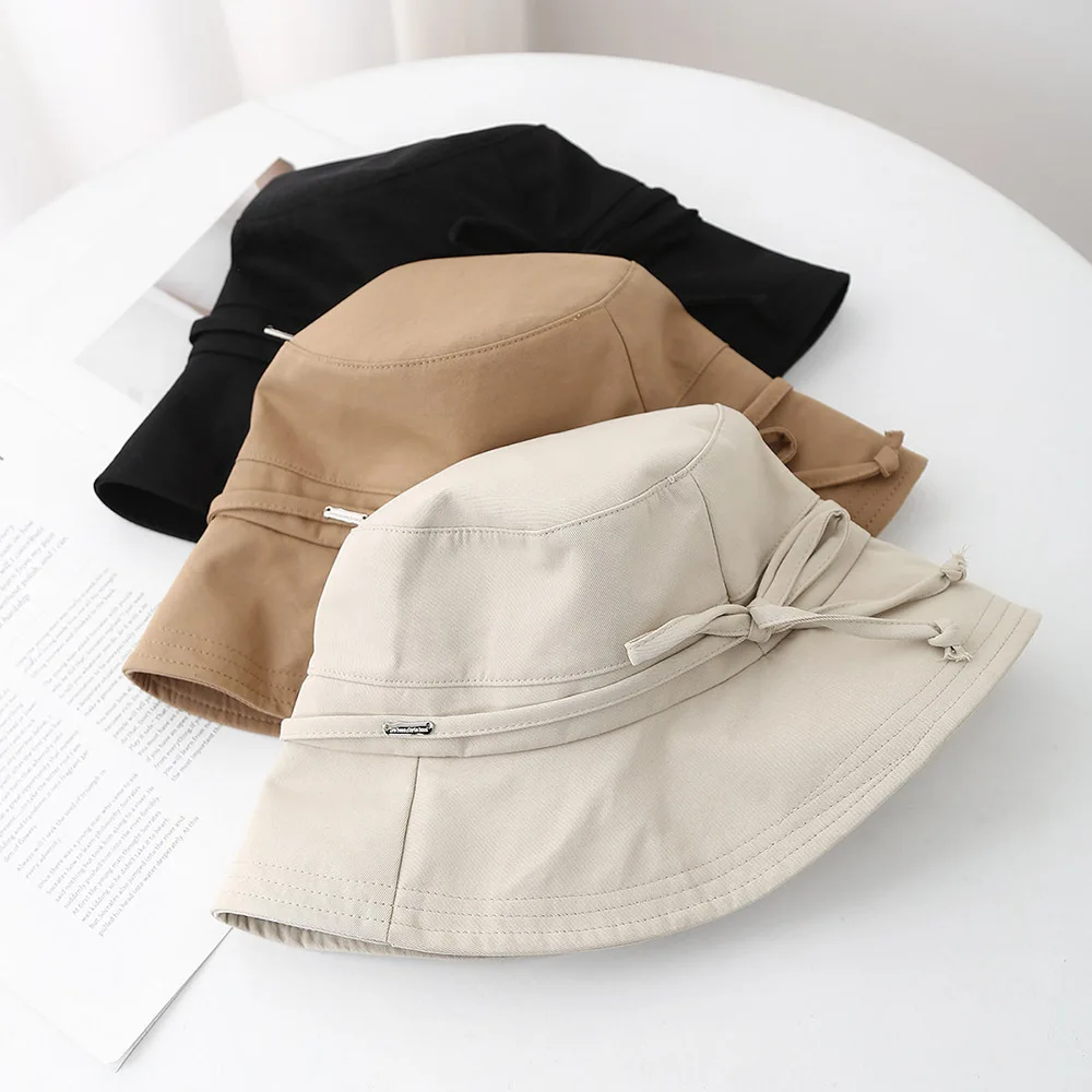 

Women's Spring Summer Cloth Bow Bucket Hat Fisherman Cap Trendy Casual Sunscreen Simple New Sun Hat for Ladies