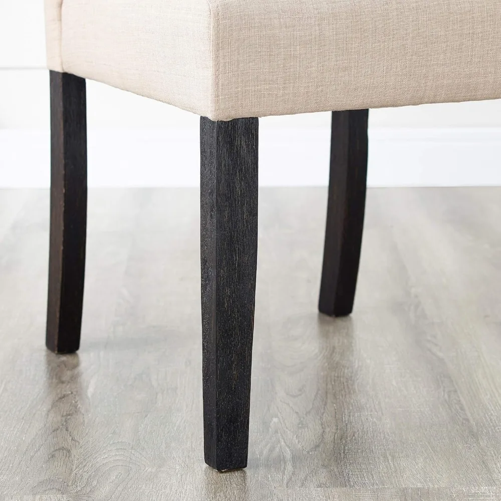 Sedie da pranzo Parsons capitonné in legno massello, set di 2, rivestimento in velluto viola per cucina