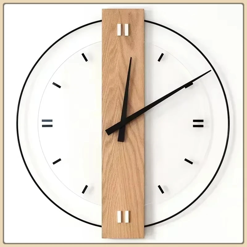 Wooden Mute Wall Clocks Circular Luxury Wall Clock Bedroom Living Room Decor Creative Clocks Office Home Decoration Accessories
