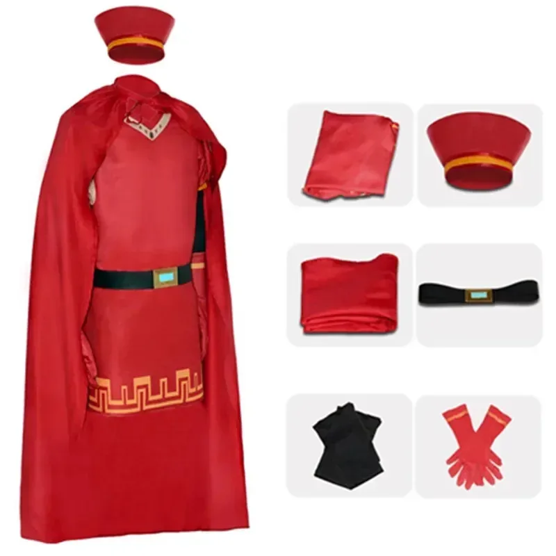 111 www Anime Lord Farquaad Costume Cosplay Top Mantello Cintura Cappello Abiti Halloween Carnevale Festa Travestimento Abiti