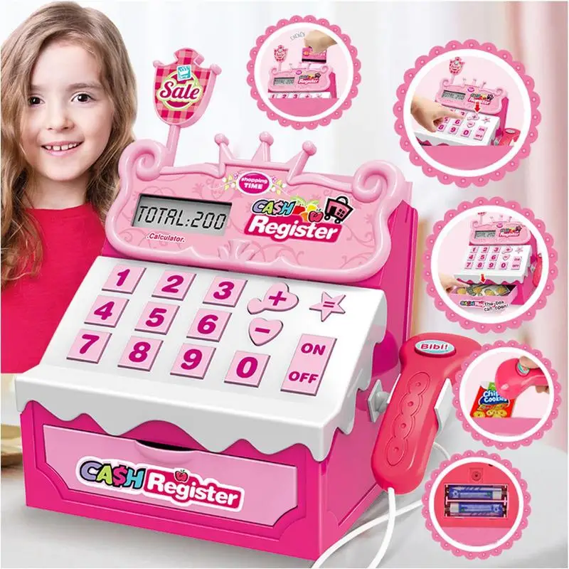 Pretend Cash Register Mini Cashier Toy With A Scanner Simulated Supermarket Cashier Model For Learning Cashier Knowledge