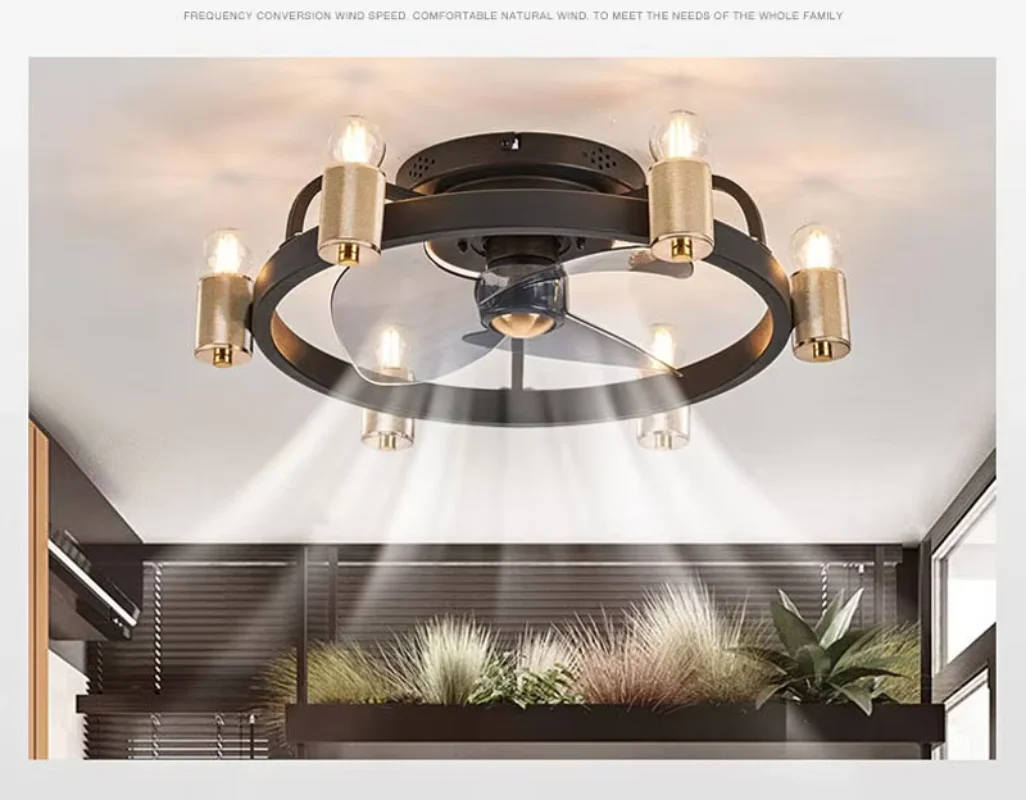 Advanced feeling Black Ceiling Fan LED Lighting Ceiling Light E27 Socket Diameter 45/50cm Bedroom Corridor French vintage style